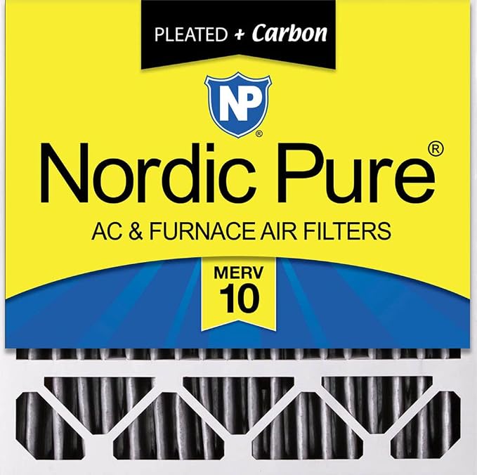 Nordic Pure 20x20x5 Pleated MERV 10 Plus Carbon Air Filter 1 Pack | Actual by NordicPure