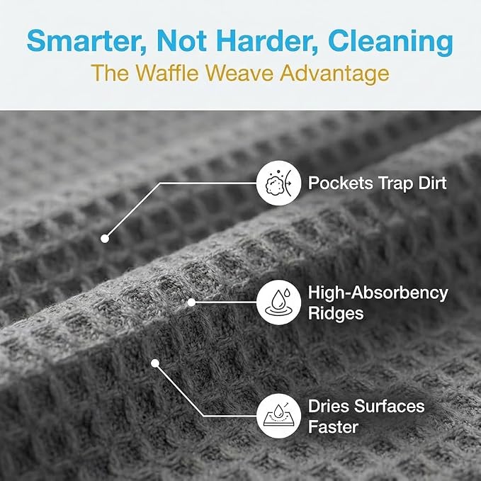 MIRACLEAN Waffle Weave Microfiber Towel, 12 x 12 inches, Barista Towels - Image 2