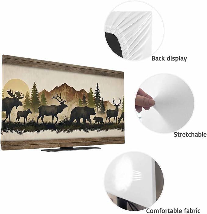 Animal Elk Bear Silhouette Indoor TV Cover, Elastic TV Screen Protector - Image 7