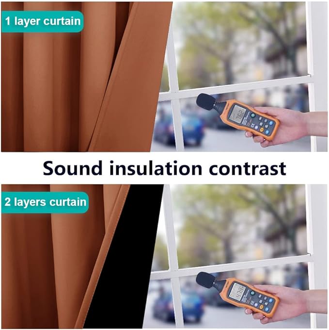 NICETOWN Burnt Orange Blackout Curtains 84 inches Long, Full Light Blocking Drapes with Black Liner for Nursery, Thermal Insulated Draperies for Hall, Villa (2 Pieces, 42" Wide Each Panel)