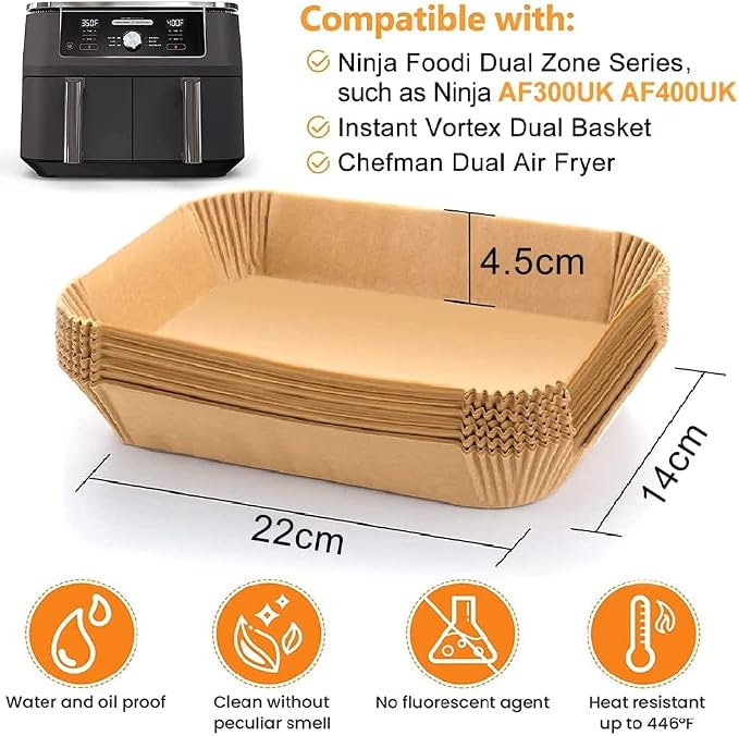 Air Fryer Liners for Ninja DZ201/ DZ401/ DZ550/ DZ090/ DZ100 100PCS Disposable - Image 2