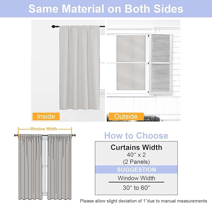 Simplebrand Ava Natural Blackout Curtains for Bedroom 96 Inches Long 2 Panels, Solid Thermal Insulated, Energy Saving Living Room Window Treatment Curtains Blackout Drapes, W40 x L96 Inch, Natural