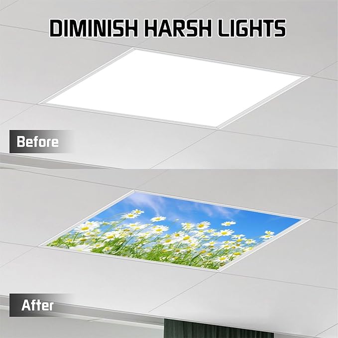 2PCS Fluorescent Light Covers for Classroom Ceiling Lights Magnetic Light Covers - Image 7