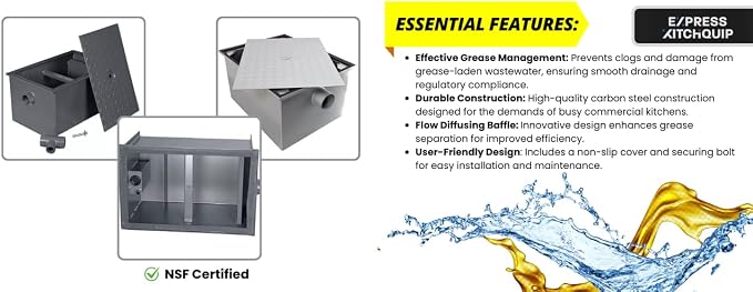 Commercial Carbon Steel Grease Trap Interceptor 14lb - Image 5