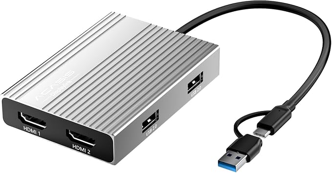 ACASIS USB C to Dual HDMI DisplayLink Adapter, 2 HDMI & 3 USB-A Ports, 100W PD by ACASIS