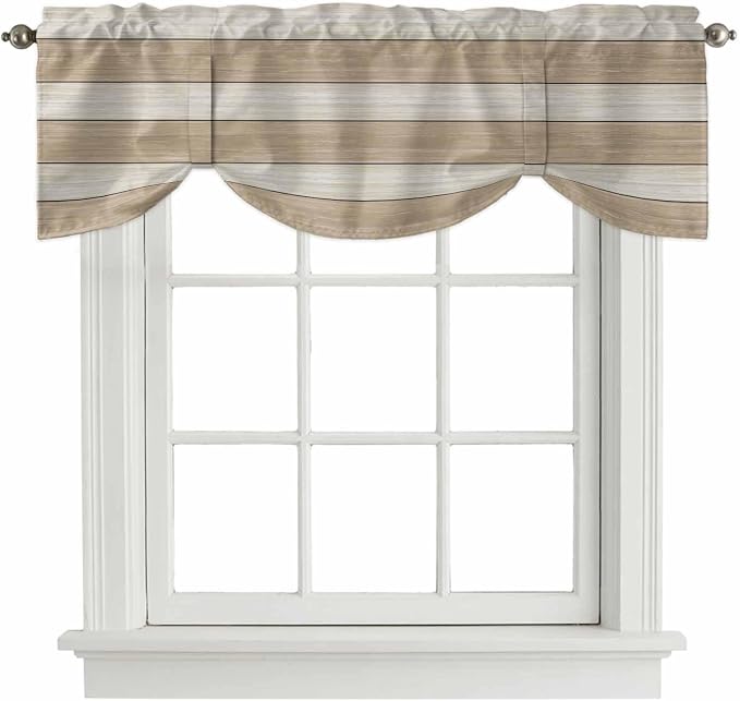 Brown Ombre Wooden Tie Up Valance Curtains by Unknown