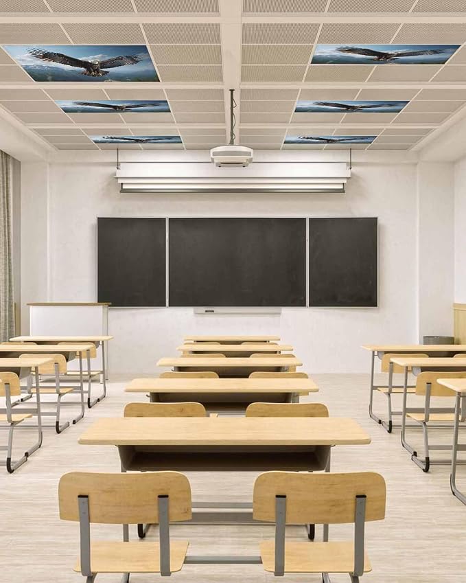 2 Pcs Fluorescent Light Covers for Ceiling Lights, Bald Eagle Soaring Above - Image 4