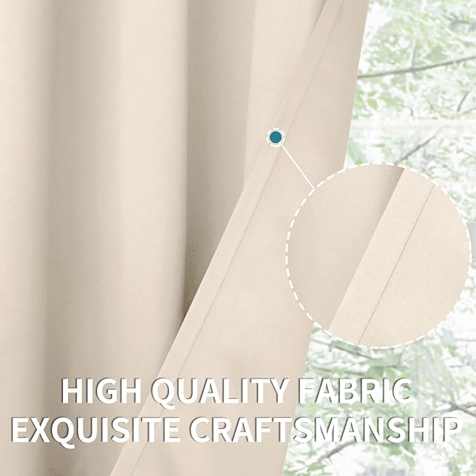 BGment Blackout Curtains - Grommet Thermal Insulated Room Darkening Bedroom and Living Room Curtains, Set of 2 Panels (38 x 63 Inch, Champagne)