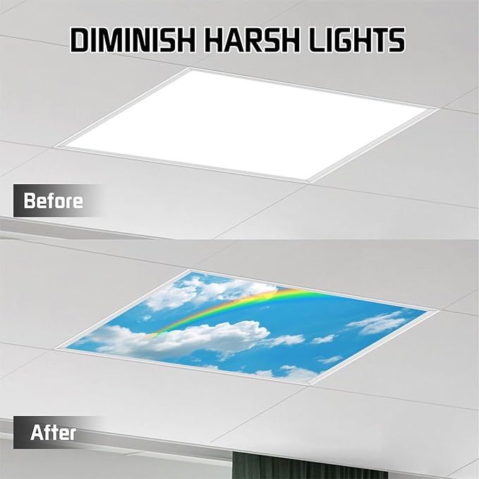 2PCS Fluorescent Light Covers for Classroom Ceiling Lights Magnetic Light Covers - Image 7