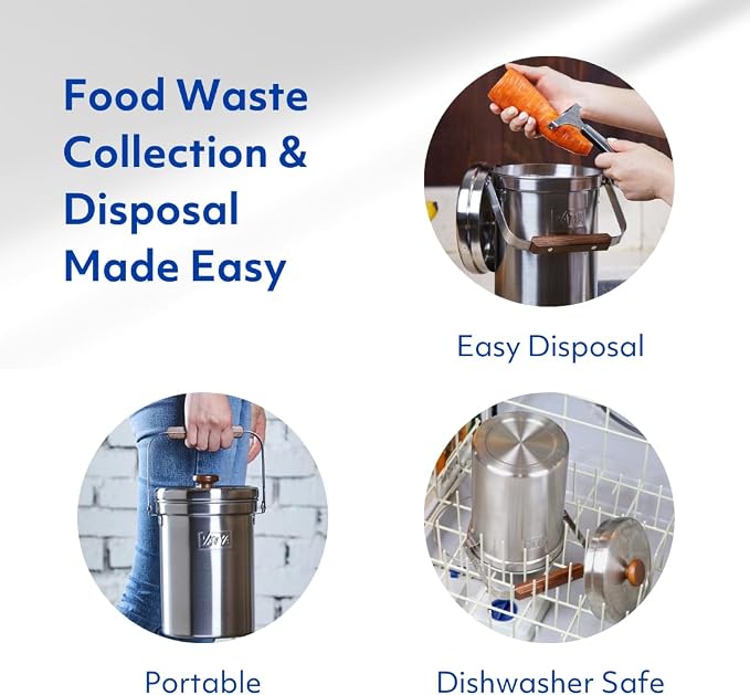 Vatya Stainless Steel Kitchen Compost Bin - Image 4