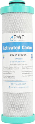 2.5 x 10 RV Water Filter Activated Carbon Block Push-Nipple Cartridge Replaces by ProWaterParts