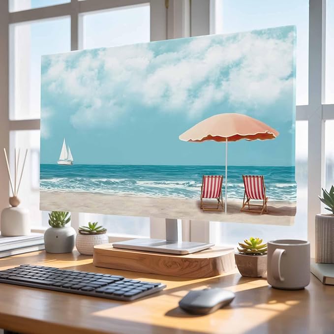 Summer Beach Sails Ocean Waves Indoor TV Cover, Elastic TV Screen Protector - Image 4