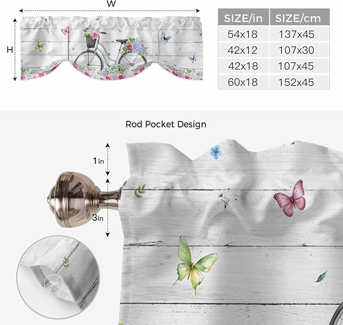 Spring Tie Up Valance Curtains for Windows, Kitchen Curtains Window Shades - Image 6