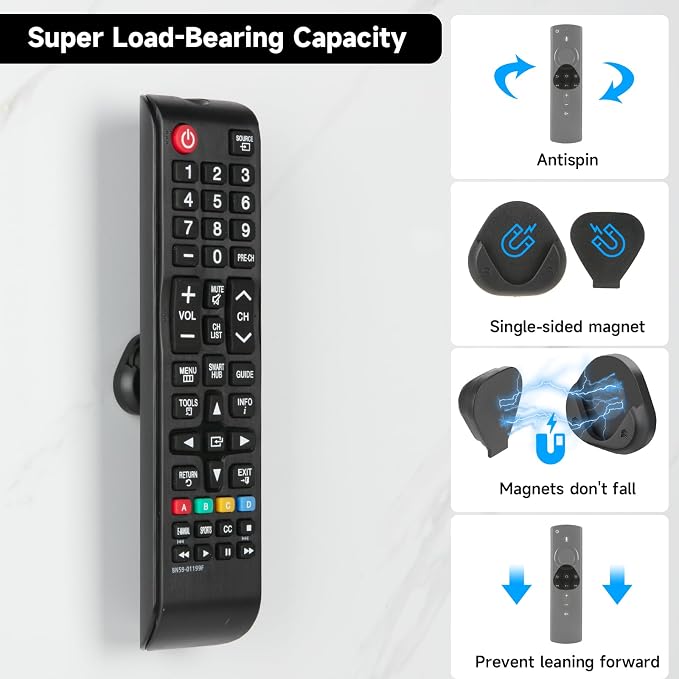 YONGAIJIA 6 Pcs Magnetic Remote Control Holder, Self Adhesive Remote Holder - Image 4