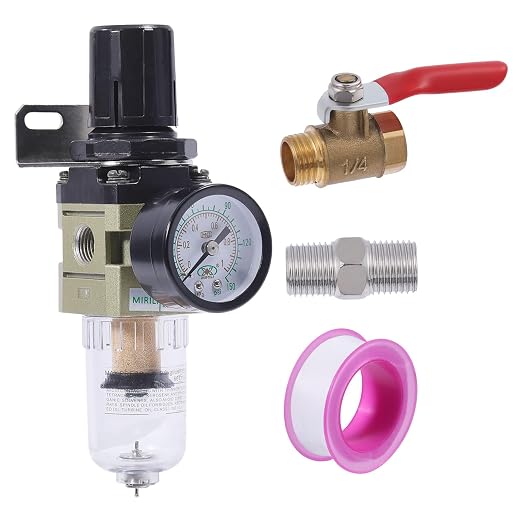 G1/4 Compressed Air Filter Regulator Combo Manual Drain Water Oil Separator by beinkmake