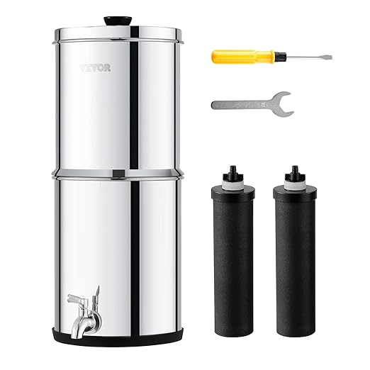 VEVOR Gravity-fed Water Filter System, 2.25G 304 Stainless-Steel Countertop by VEVOR