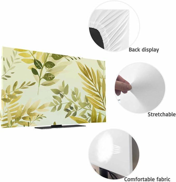 Watercolor Country Leaf Indoor TV Cover, Elastic TV Screen Protector Yellow - Image 7