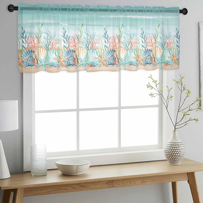 Summer Beach Sheer Valance Curtains - Image 3