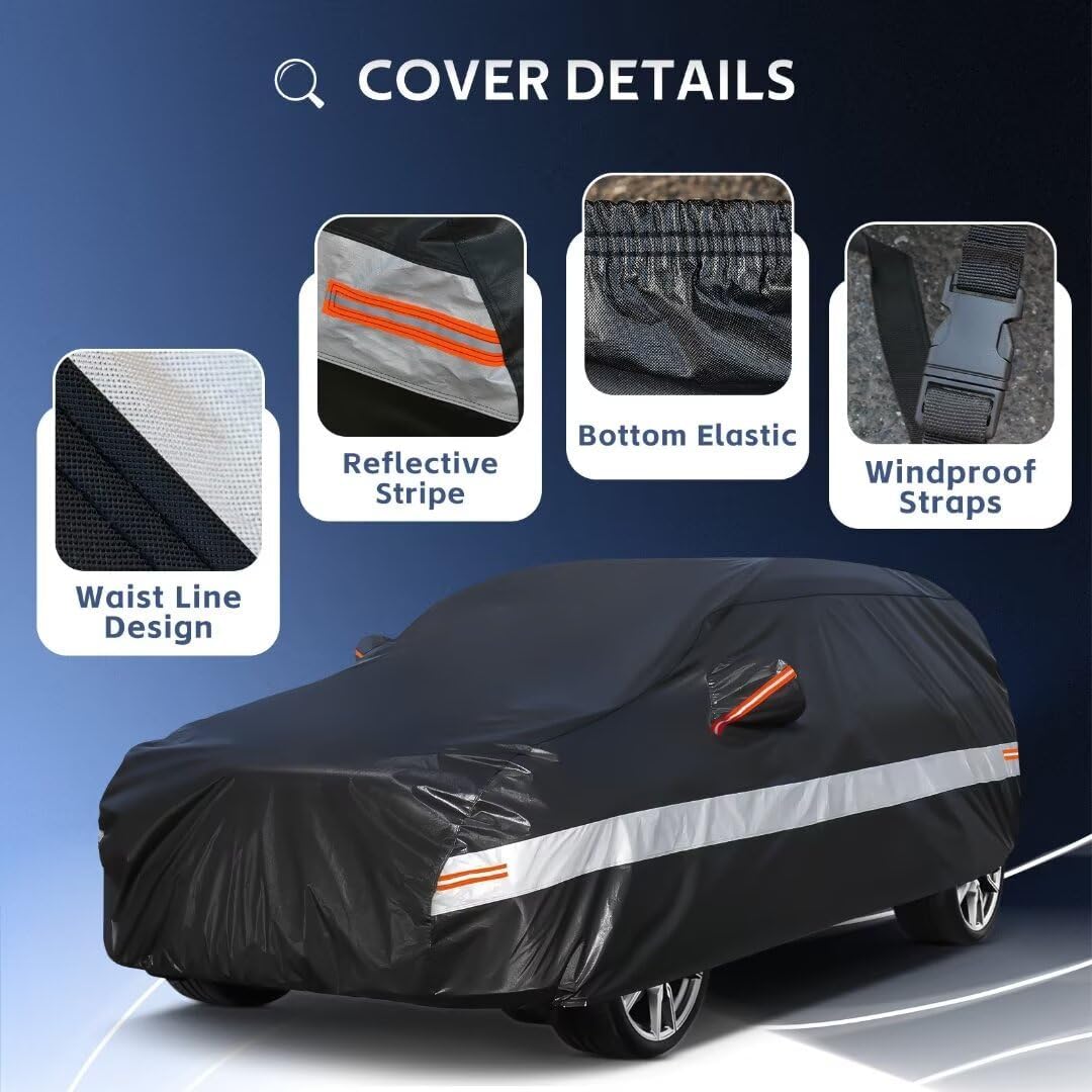 10 Layers SUV Car Cover Custom Fit for Toyota 4Runner (2002-2024) Waterproof All Weather for Automobiles, Outdoor Full Cover Sun UV Rain Protection.Black