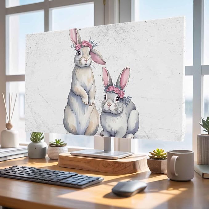Watercolor Easter Bunnies Indoor TV Cover, Elastic TV Screen Protector Retro - Image 4