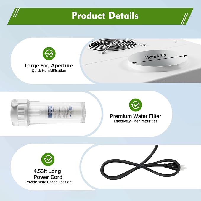 Ultrasonic Industrial Agricultural Humidifer, 0.79Gal/H Smart Commercial - Image 8