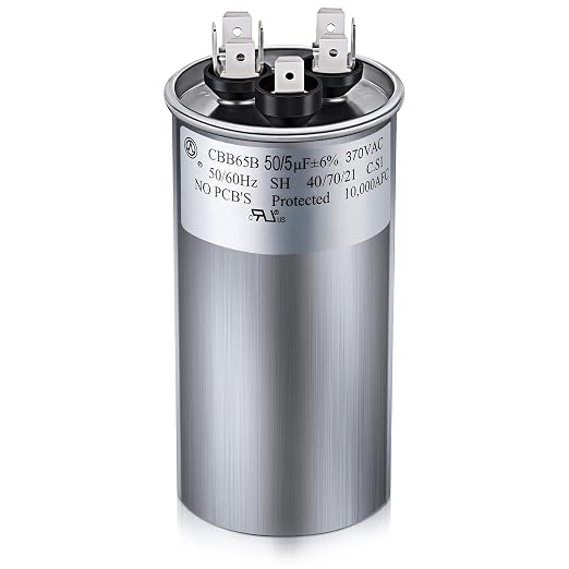 50/5 MFD uF 370/440V CBB65 Dual Run Round Capacitor by Fiada