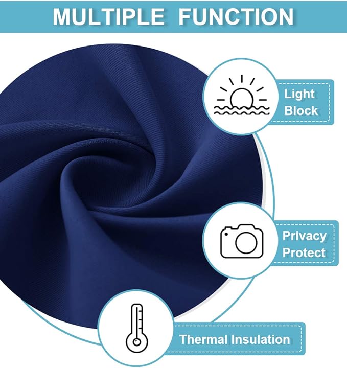 RYB HOME Kitchen Blackout Curtains Over Sink 36 inch Length, Rod Pocket Summer Light UV Blocking Energy Efficient, Cabinet Shelf Cupboard Coverings, Width 29 by Length 36, Marine Blue, 2 Panels
