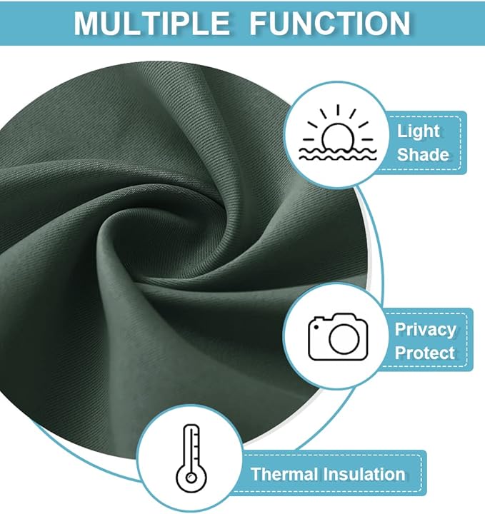 RYB HOME Large Blackout Curtains for Bedroom 84 inches Long 2 Panels Set, Privacy Thermal Insultaed Sunlignt Heat Blocking Drapes for Sliding Patio Door, Width 70 by Length 84, Dark Green