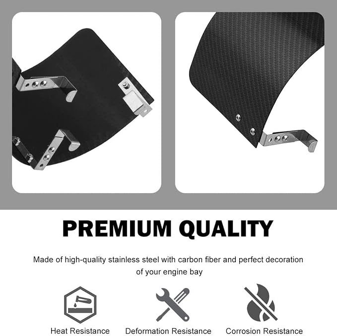 RULLINE Universal Air Intake Filter Cover Heat Shield Stainless Steel Carbon - Image 2