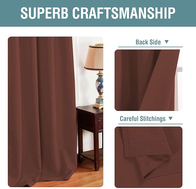 H.VERSAILTEX Blackout Curtain for Living Room Thermal Insulated Window Treatment Curtain Extra Long 108 inch Length Energy Saving Solid Grommet Top Blackout Drape, One Panel, Rust, 52" W x 108" L