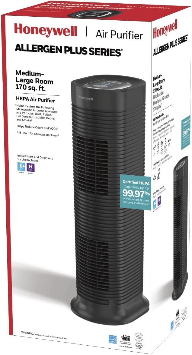 Honeywell HPA160 HEPA Allergen Plus Tower Air Purifier, Allergen Reducer - Image 3