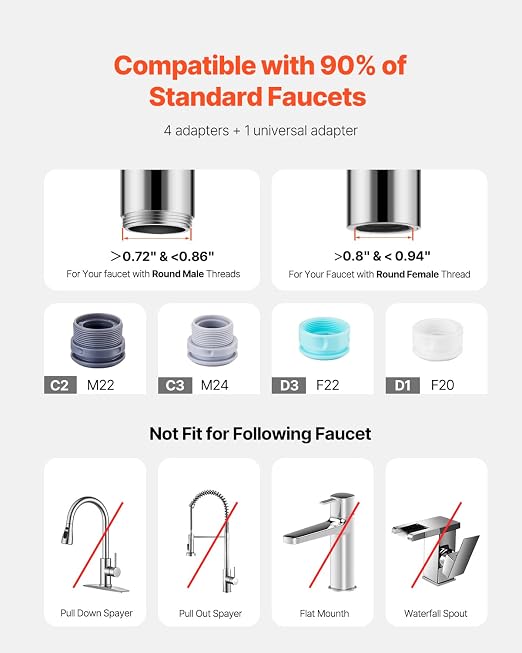 VEVOR Water Filter for Sink Faucet, Faucet Mount Water Filtration, 5-Stages - Image 4