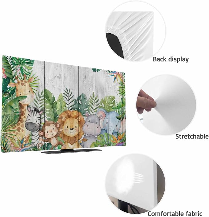 Giraffe Zebra Monkey Lion Indoor TV Cover, Elastic TV Screen Protector Animal - Image 7