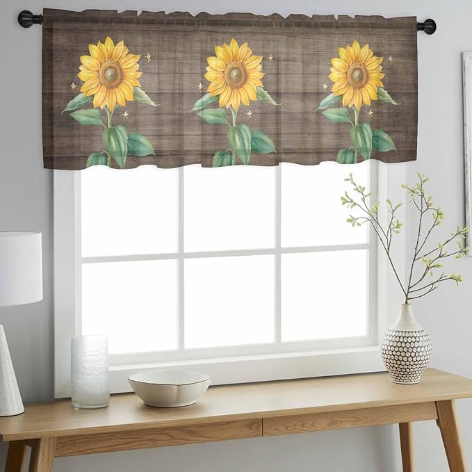 Summer Sunflower Sheer Valance Curtains - Image 3