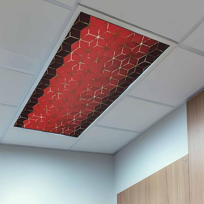 2x4 ft Fluorescent Light Cover for Ceiling Abstract Red Gradient Geometric - Image 9