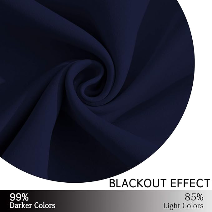 Yakamok Blackout Curtains Room Darkening Thermal Insulated with Grommet Window Curtain for Living Room, 38 x 72 inch, Navy Blue, 2 Panels