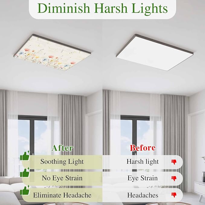 Fluorescent Light Covers for Ceiling Lights Spring Poppy Floral Magnetic Light - Image 5