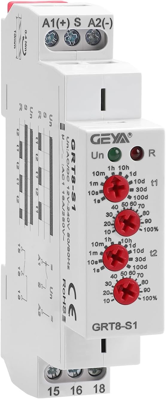 Asymmetric Cycle Timer 1SPDT Relay 16A AC/DC12V-240V Electronic Repeat Relay by GAEYAELE