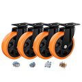 5" Swivel Plate Casters Set of 4 Heavy Duty 1400 lbs | Orange PU, Non-Marking by ASHGOOB
