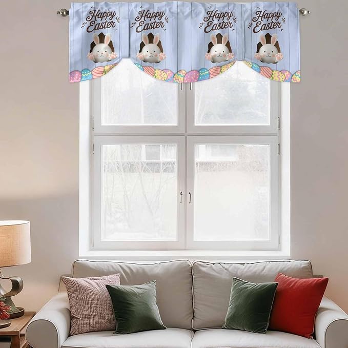 Blue Easter Tie Up Valance Curtains - Image 3