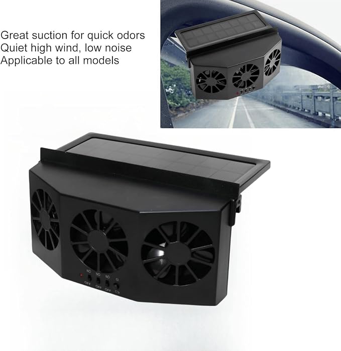 Solar Powered Car Window Exhaust Fan | 3 Fan Car Solar Power Air Vent Radiator - Image 3