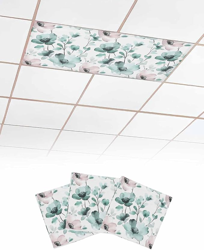 3 Pack Vintage Teal Fluorescent Light Covers by Unknown