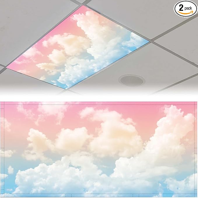 2PCS Fluorescent Light Covers for Classroom Ceiling Lights Magnetic Light Covers by Unknown