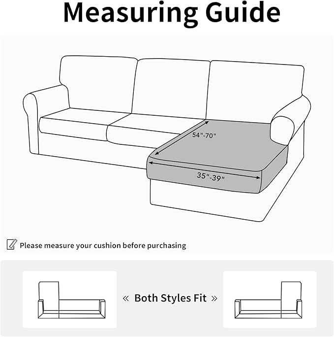 Easy-Going Stretch Sectional Couch Covers 1 Piece Chaise Lounge Slipcover L Shape Separate Cushion Couch Seat Chaise Cover for Both Left/Right Sectional Couch Light Gray