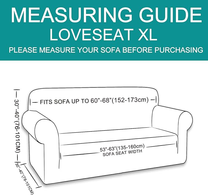 U-NICE HOME Oversized Stretch Loveseat Couch Cover Sofa Covers Washable Sofa Slipcover Furniture Protector for 2 Cushion Couch Sofa Pet Friendly, Black