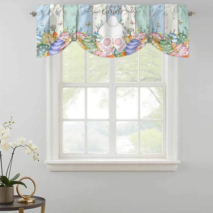 Easter Tie Up Valance Curtains for Windows, Kitchen Curtains Window Shades - Image 2