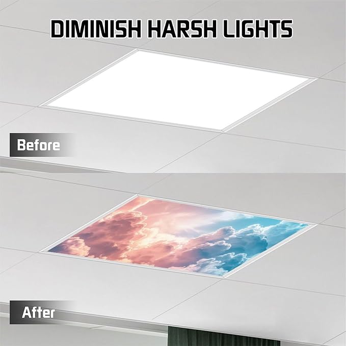 2PCS Fluorescent Light Covers for Classroom Ceiling Lights Magnetic Light Covers - Image 7