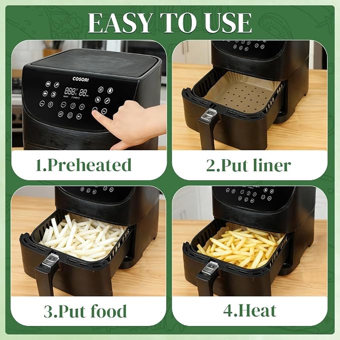 BYKITCHEN 300PCS Small Perforated Disposable Air Fryer Liners - Image 9