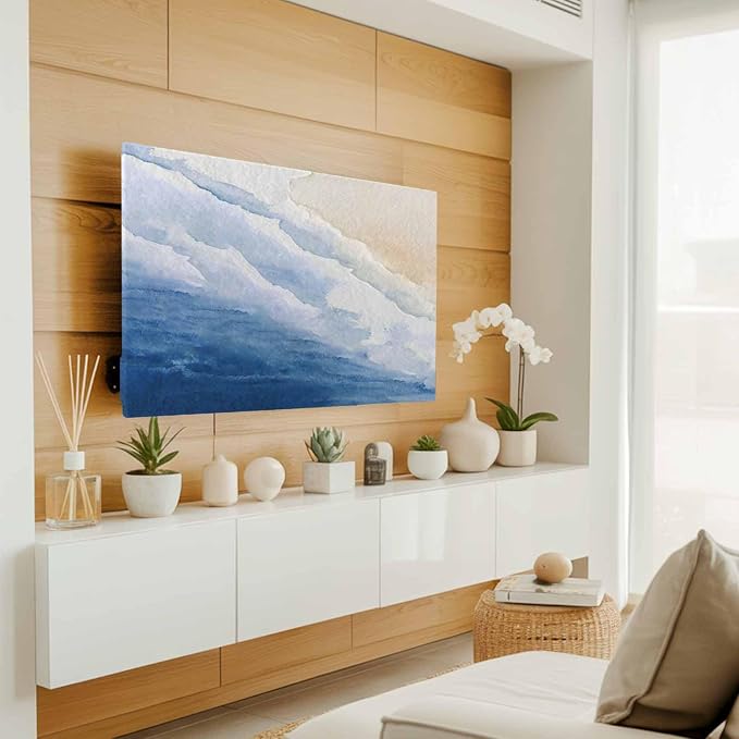 Summer Beach Ocean Blue Gradient Indoor TV Cover, Elastic TV Screen Protector - Image 2