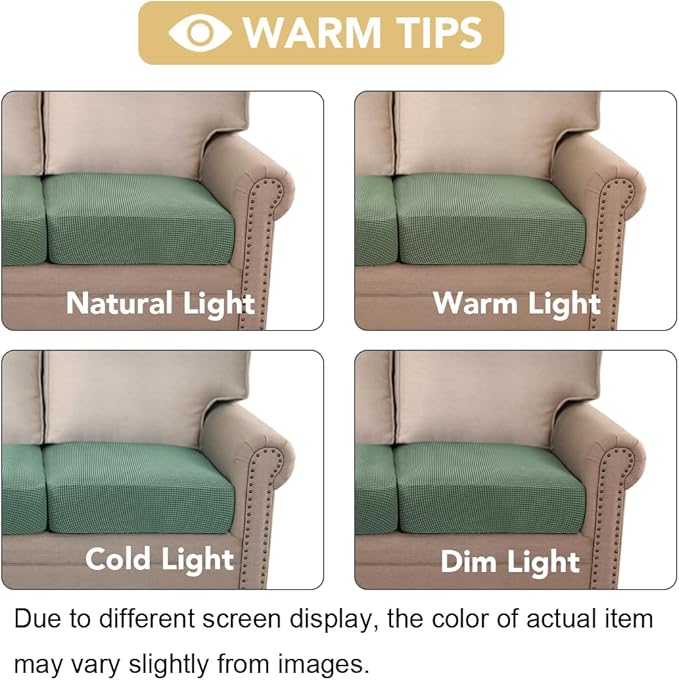 H.VERSAILTEX Super Stretch Individual Seat Sofa Covers Couch Cushion Covers Slipcover Sets Thick Jacquard Textured Twill Fabric (3 Piece, Loden Frost)